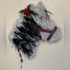 Festive White and Black Horse Holiday Wreath